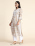 Aanchal in HOK Chikankari Long Kurti for Women Beige & White-2
